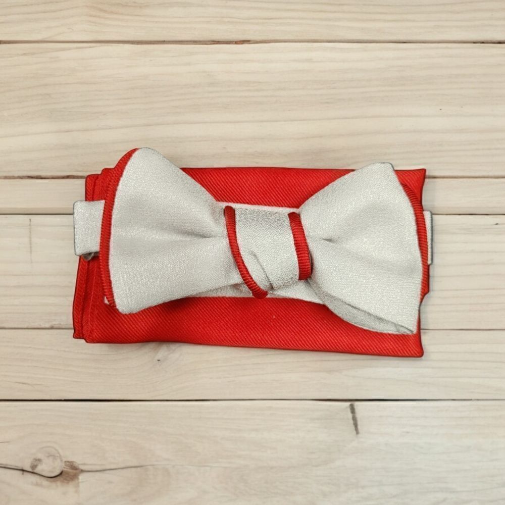 MEN'S LARR BRIO BOW TIE AND POCKET SQUARE.